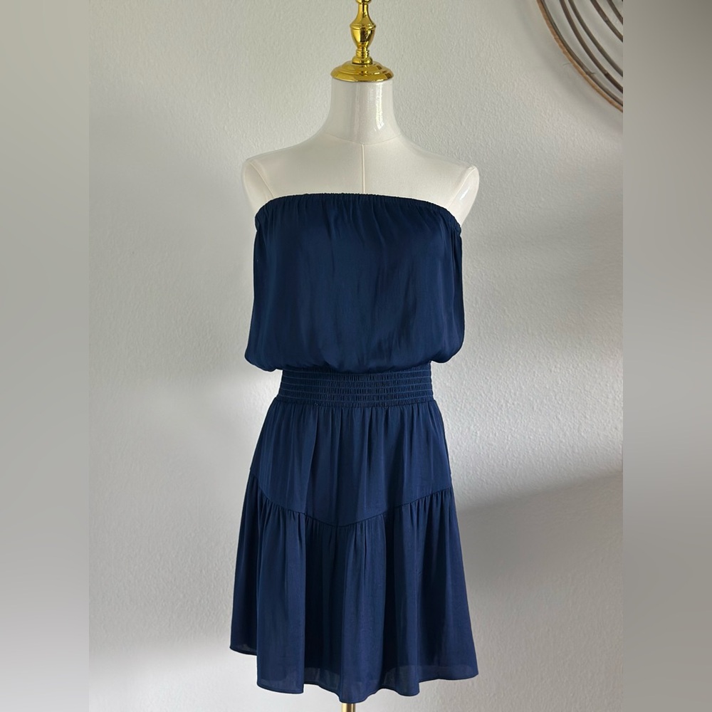 Navy Blue Strapless Dress
